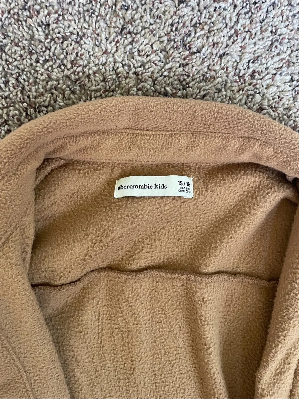 Abercrombie Kids 15/16. Saber Tan Sherpa Button-Front Shirt Jacket